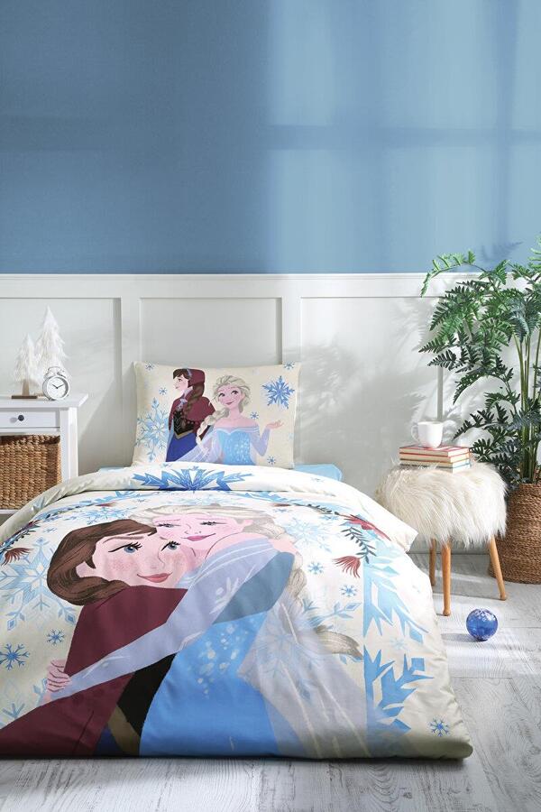 Özdilek Uyku Seti Tek Kişilik Ranforce Lisanslı Frozen Wınter Mavi