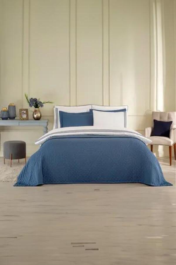 Özdilek Gelin Seti Yatak Örtülü ArUyku Seti Lacivert