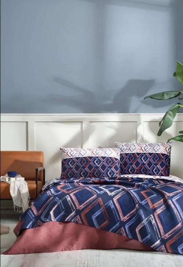 Özdilek Pike Takımı Çift Kişilik Ranforce Coloridas Formas Lacivert