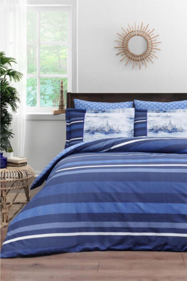 Özdilek Pike Takımı Çift Kişilik Ranforce İnk Lines Mavi