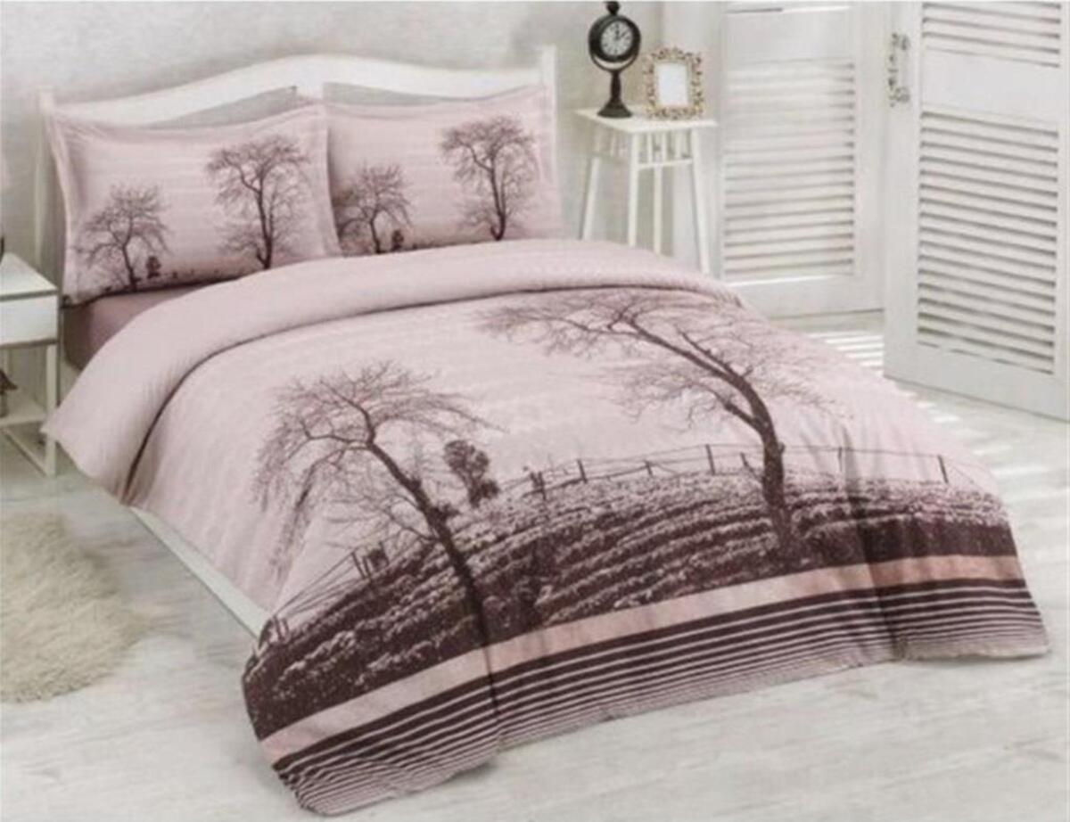 Özdilek Nevresim Takımı Tek Kişilik Ranforce Fitted Wood Kahve
