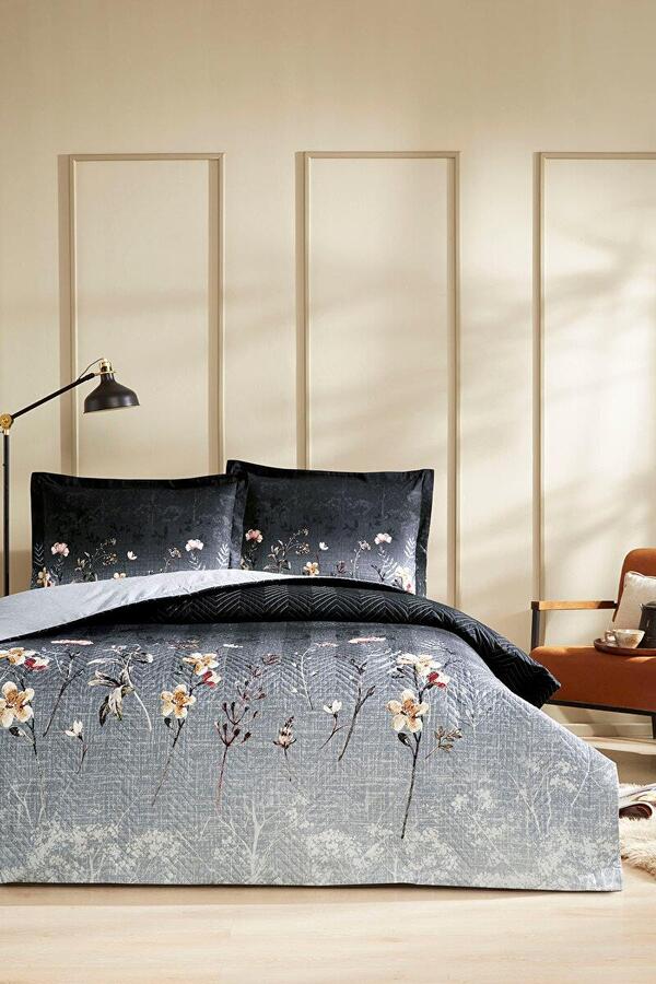 Özdilek Nevresim Takımı Çift Kişilik Kapitone Ramas Secas Gri