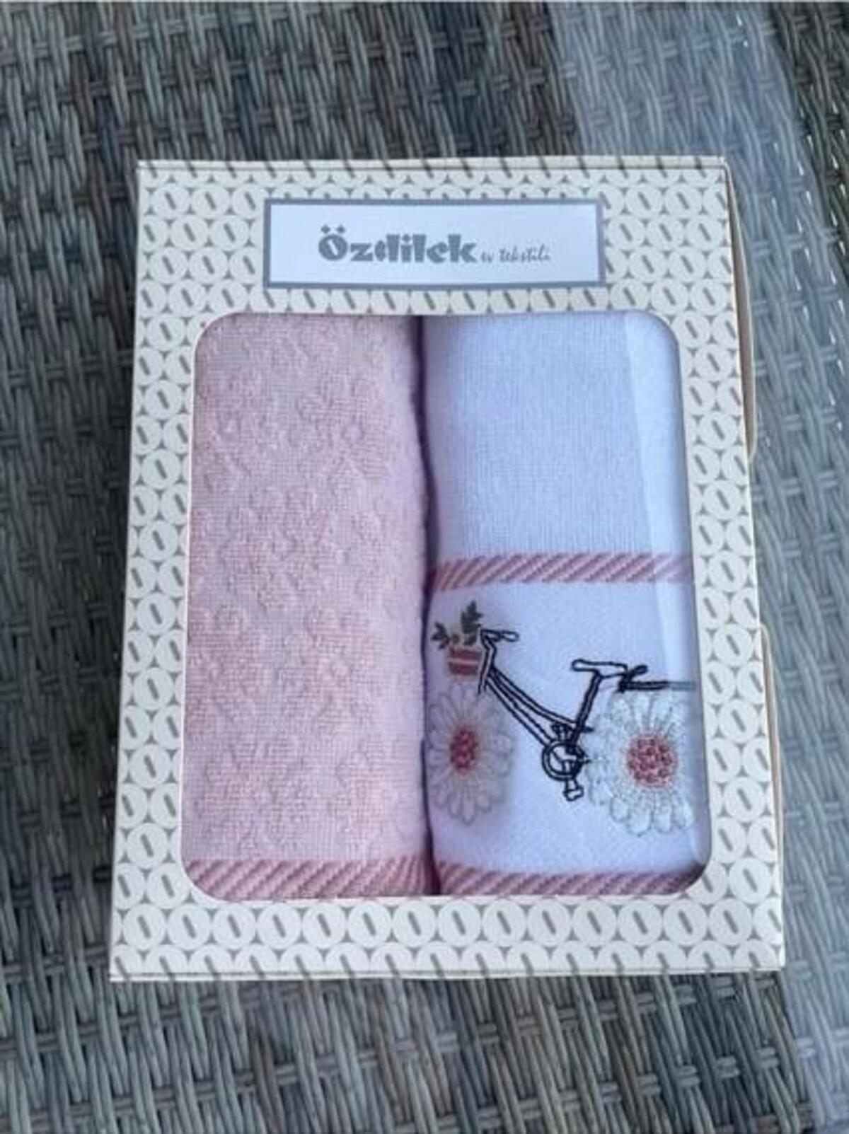 Özdilek Havlu Kutulu 2 Li Daisy Border Pembe