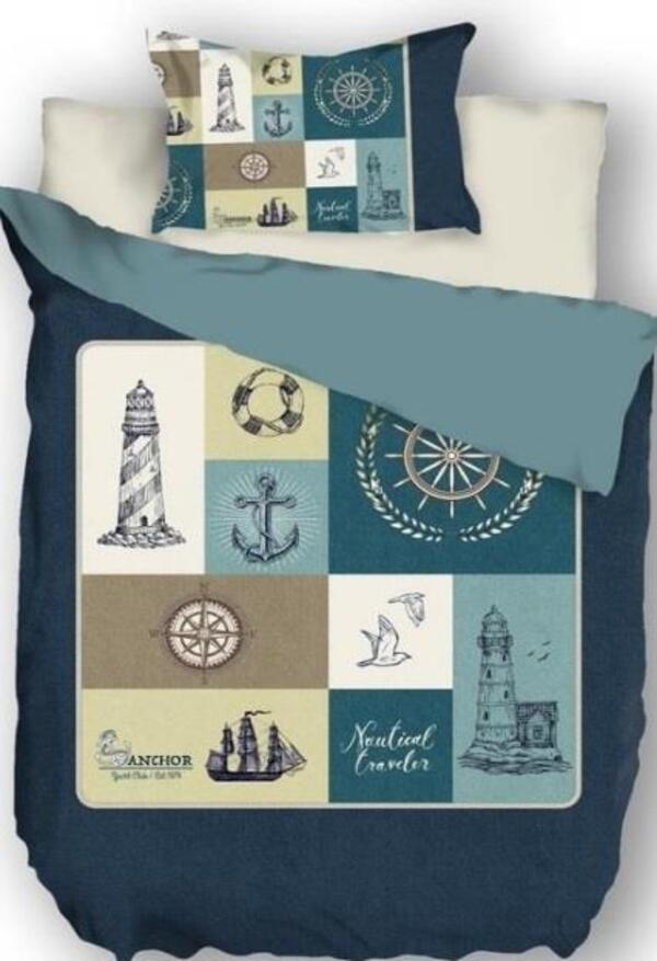 Özdilek Nevresim Takımı Tek Kişilik Ranforce Nautical Traveler Mavi