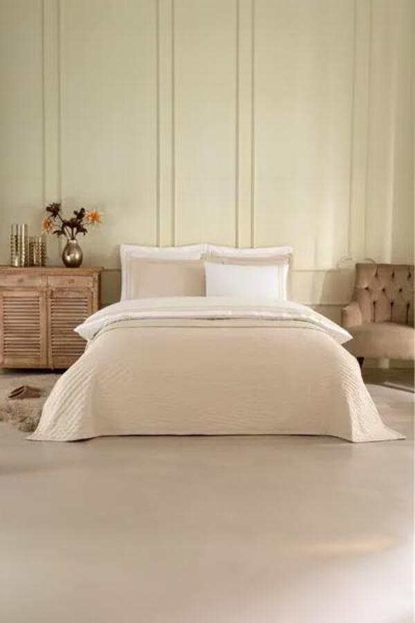 Özdilek Gelin Seti Yatak Örtülü ArUyku Seti Bej