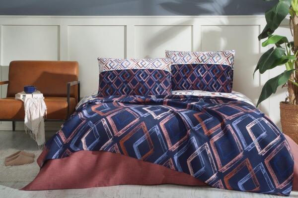 Özdilek Pike Takımı Tek Kişilik Ranforce Coloridas Formas Lacivert