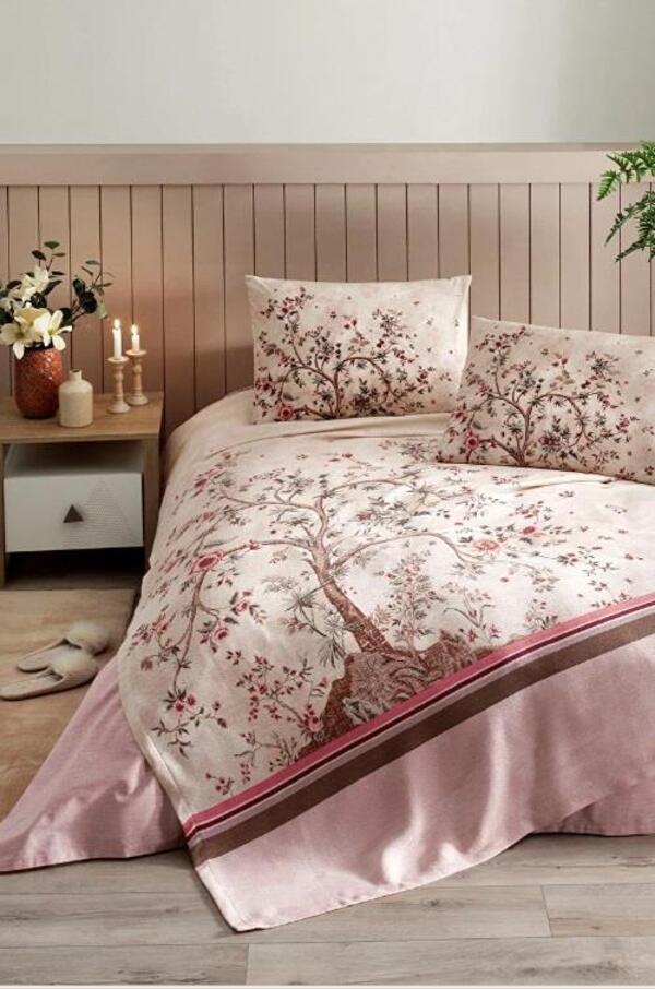 Özdilek Pike Takımı Tek Kişilik Ranforce Albero In Fıore Pudra