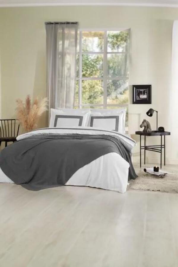 Özdilek Gelin Seti Triko Battaniyeli Wıckers Antrasit