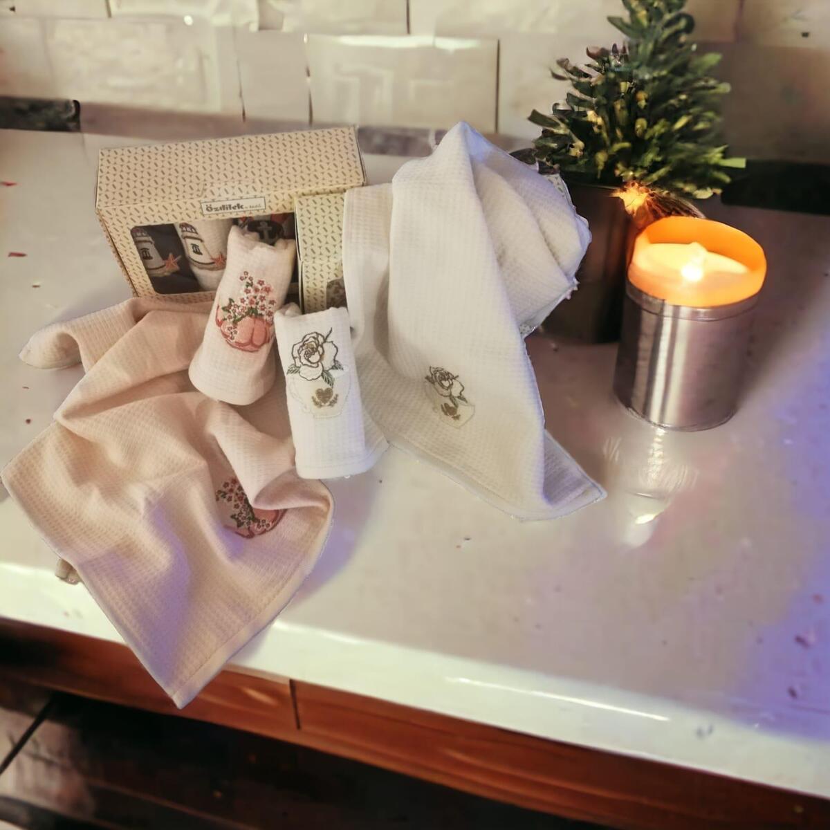 Özdilek Havlu Kutulu 4 Lü Flowers Renkli (Dy)