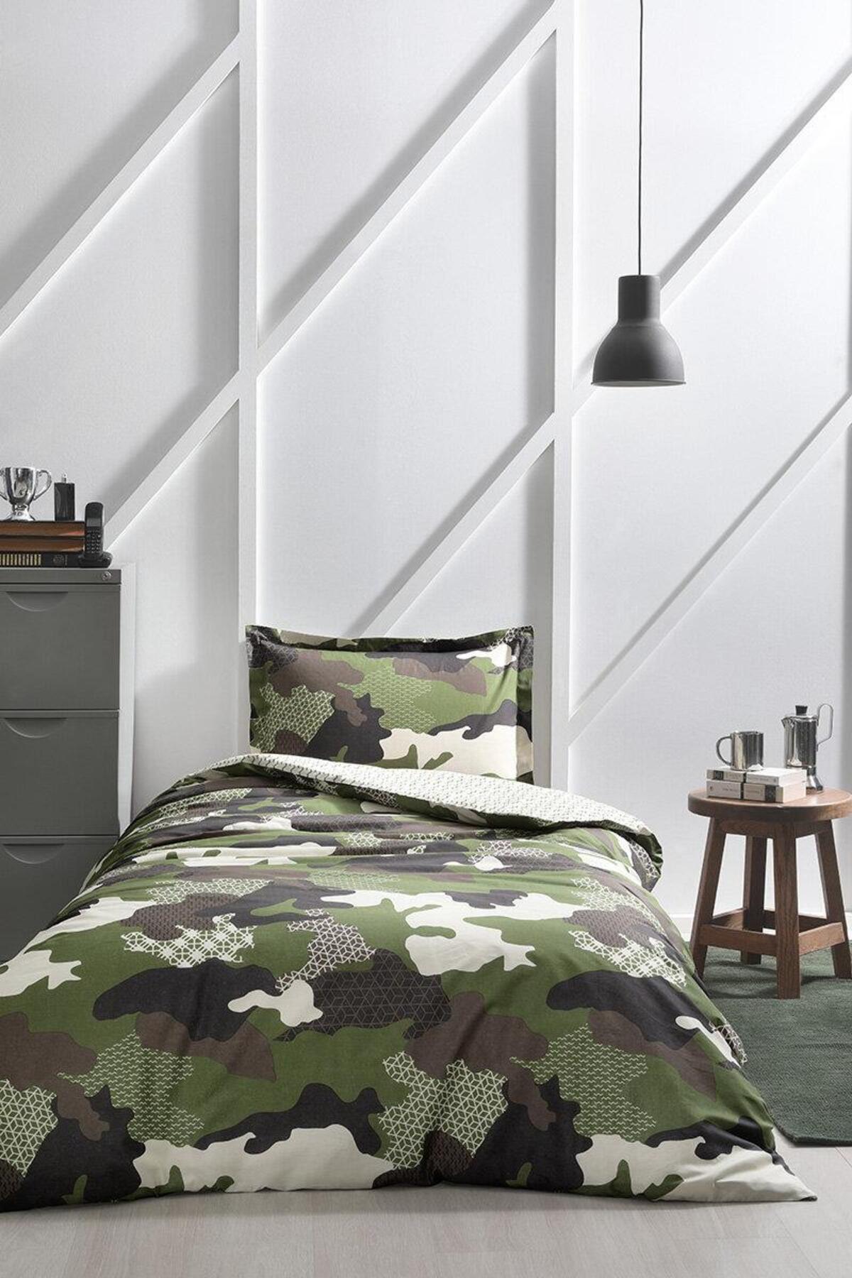 Özdilek Nevresim Takımı Tek Kişilik Ranforce Camouflage Yeşil