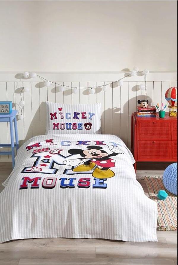 Özdilek Pike Takımı Tek Kişilik Lisanlı Mıckey Collage Gri