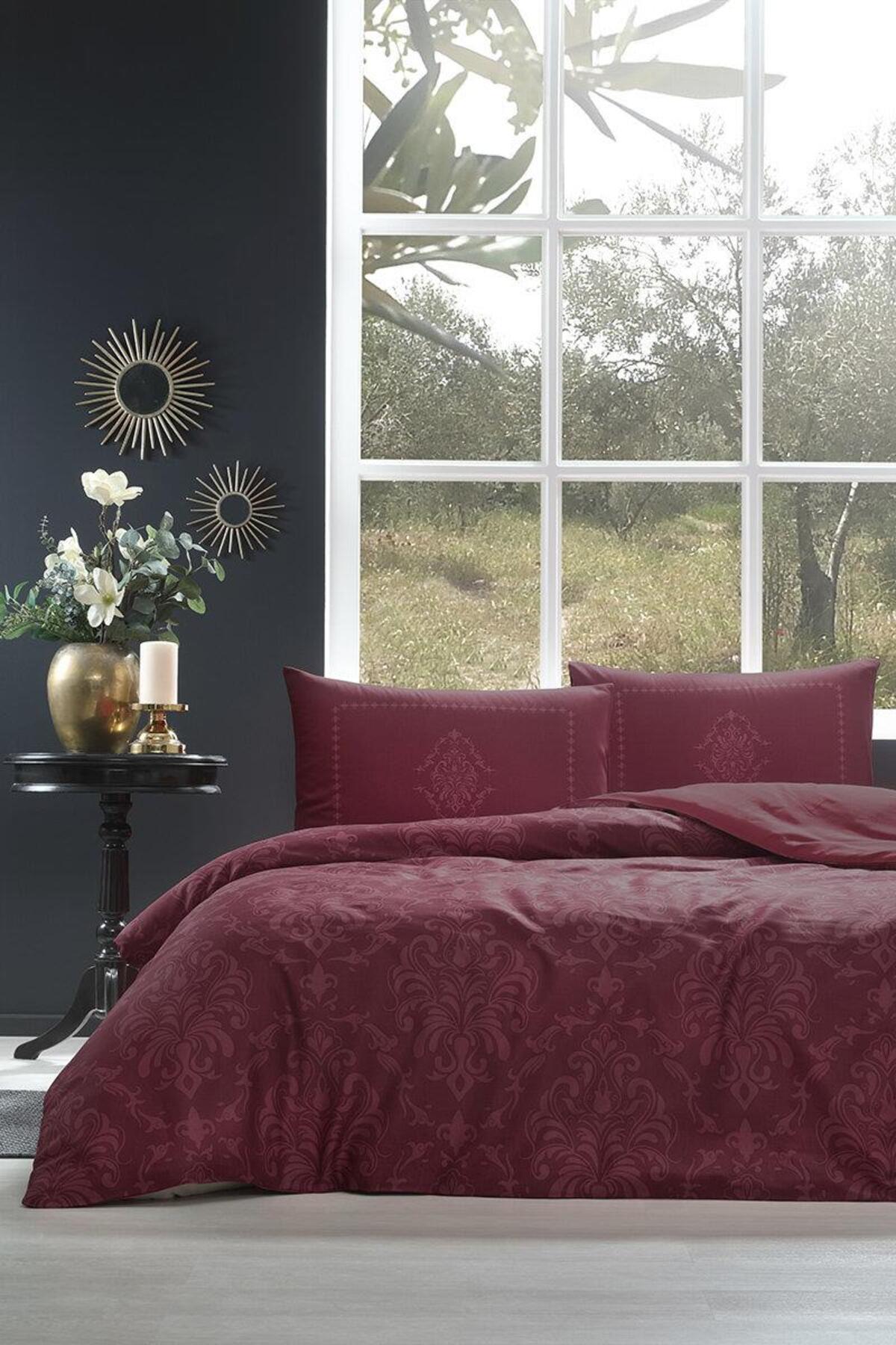 Özdilek Nevresim Takımı Çift Kişilik Saten Soft Life Clasurol Bordo