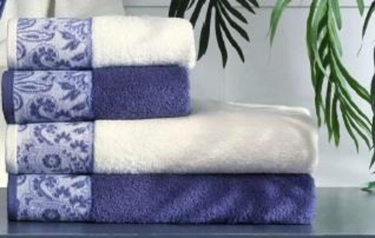 Özdilek Banyo Havlusu 90*150 Paijley Krem-Mavi