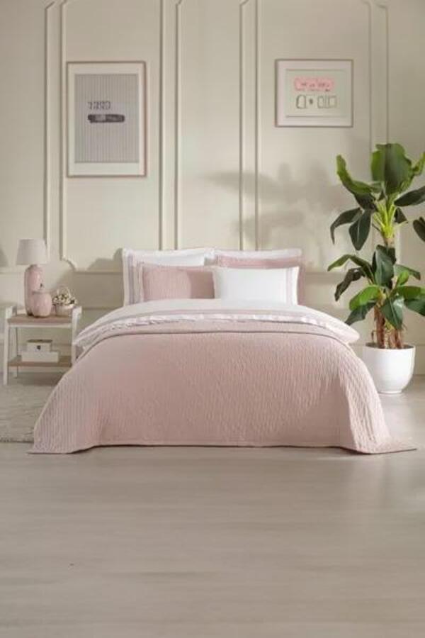 Özdilek Gelin Seti Yatak Örtülü ArUyku Seti Pudra