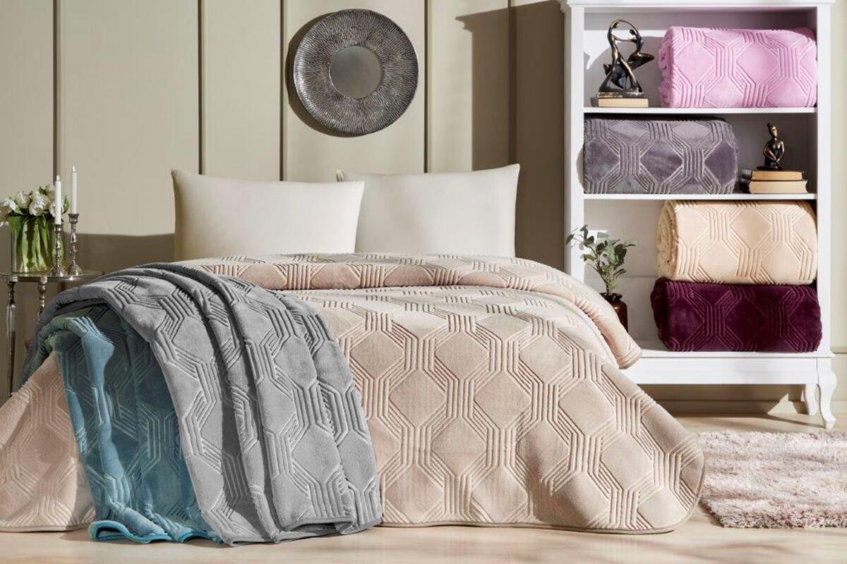 Özdilek Battaniye Tek Kişilik Trendy Art Deco Mavi