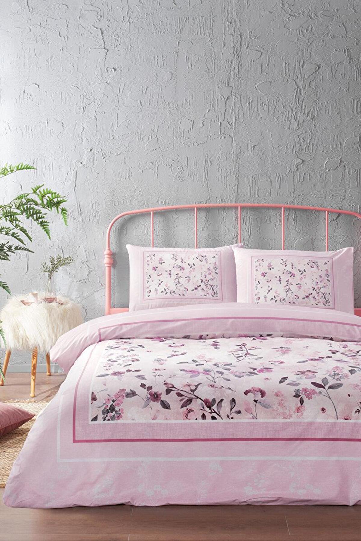 Özdilek Nevresim Takımı Çift Kişilik Ranforce Fleur Rose Pembe